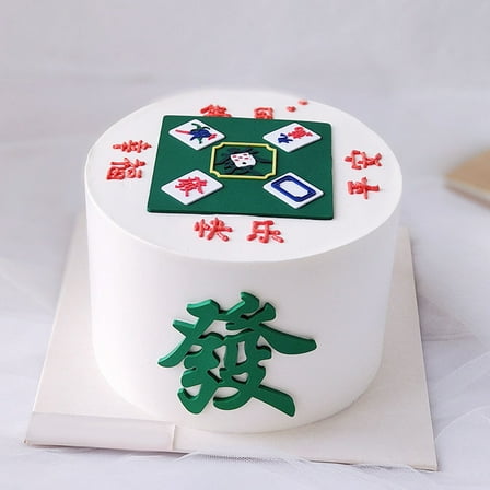 MEIBUTYUP 3-Piece Flexible Green Mahjong Cake Decoration Set for Birthday Parties and Wedding Celebrations