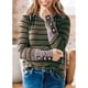 thumbnail image 3 of Blusa de mujer de manga larga con cuello redondo y gemelos, Top de retazos de rayas de leopardo para mujer, 3 of 6