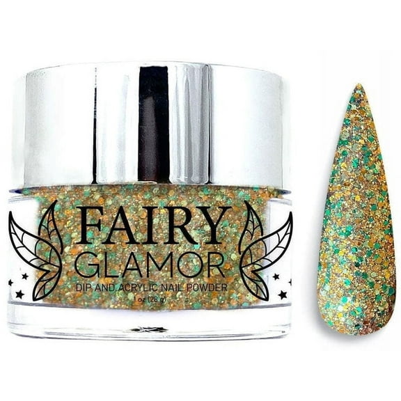 Green and Gold Glitter Dip and Acrylic Nail Powder  | Forest Sage