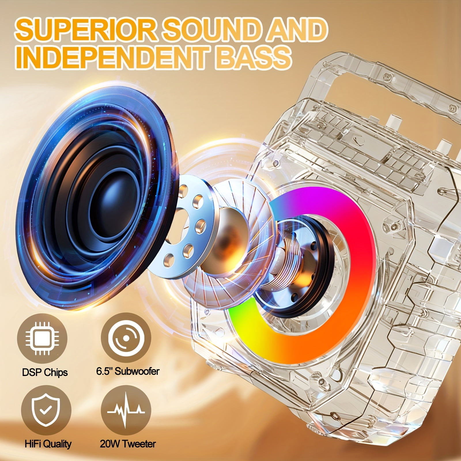 Karaoke Machine with Two Wireless Microphones, Portable Speaker with LED Lights for Karaoke Machine for Adults And Kids, Supports BT/USB PA System for Home Singing Outdoor Party, Music Gifts.