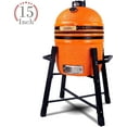 thumbnail image 2 of London Sunshine Ceramic Kamado Charcoal BBQ Grill -The Junior Series with Tall Stand (ORANGE), 2 of 7