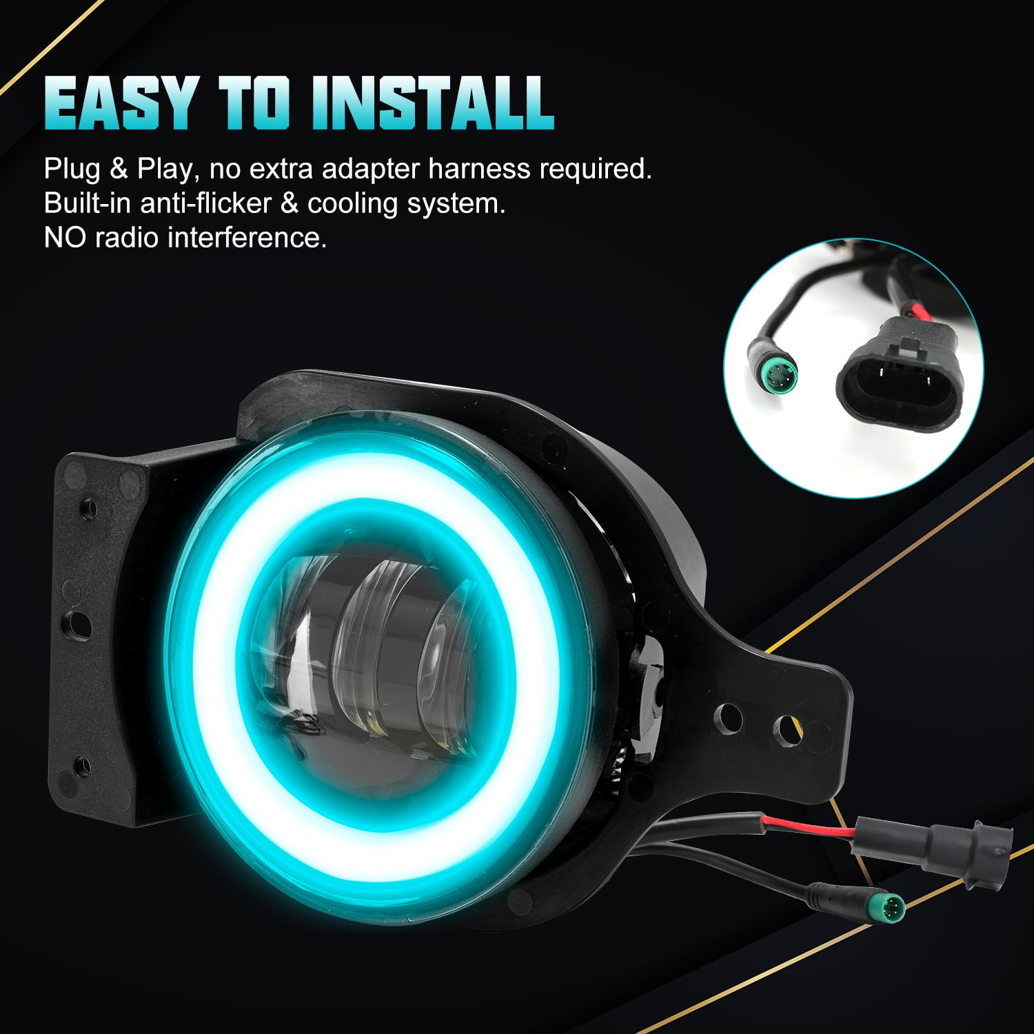 Sunpie (2pcs/set) 4 inch RGBW LED Fog Lights for 2018-2024 Jeep Wrangler JL/JLU Jeep Gladiator (JT)