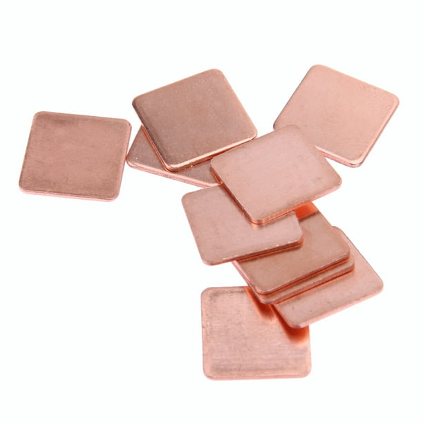 10 almohadillas térmicas para disipador de calor de 20 mm x 20 mm y 0,8 mm de cobre para PC portátiles