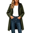 thumbnail image 5 of WIZUTIZ Women's Solid Color Wool Blend Hooded Coat Long Sleeve Loose Fit Lined Warm Winter Overcoat with External Pockets Casual Daily Outerwear, 5 of 7