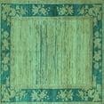 thumbnail image 1 of Ahgly Company Indoor Square Oriental Turquoise Blue Modern Area Rugs, 4' Square, 1 of 4