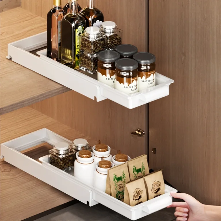 TwoLLL Kitchen Pull out Dish Rack Drawer Drying Rack Sliding Bowls Dishes Drainer Storage Rack Sink Cabinet Organizer Tableware Holder