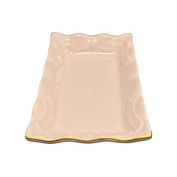 Gold Trim Ceramic Rectangle Serving Tray