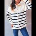 thumbnail image 4 of Suéteres de Larga con Bloques de Color para Mujer, Blusas A Rayas, Cárdigan de Punto con Botones y Abertura Frontal, Abrigos y Chaquetas. S, 4 of 9