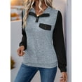 thumbnail image 6 of SIEANE Women's Casual Lapel Long Sleeve Spring-Fall Two-Color Patchwork Henry Shirt With Pocket S-XL, 6 of 7