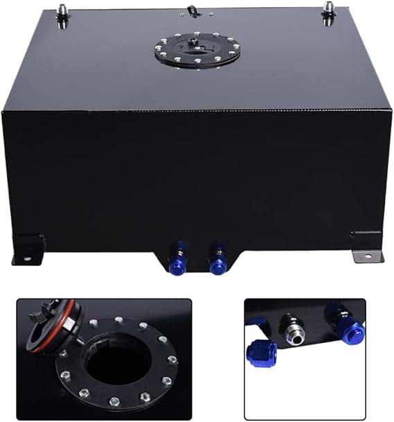 15 Gallon 60L Universal Aluminum Fuel Tank with Oil Level Sensor - Lightweight & Durable Black Design for Easy Installation
