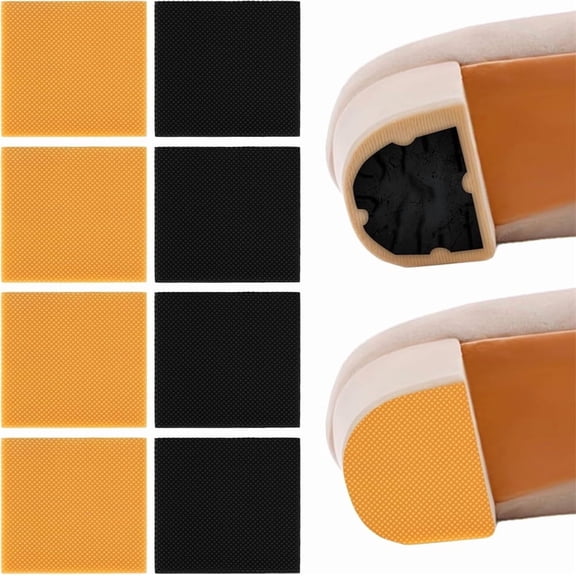 Triani 4Pairs High Heels Patch Rubber Boot Heel Replacement Rubber Sole Protectors for High Heels Boots Square Tread Pad for Women(Yellwo Black)