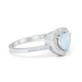 thumbnail image 2 of Halo Dazzling Heart Promise Ring Round Lab Created White Opal 925 Sterling Silver Size 6, 2 of 6