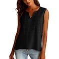 thumbnail image 4 of TRUBKH Women's Linen Top Linen Shirts for Women Lightweight Blouses Loose Cotton and Linen Top Blend Tops Plus Size Tops Womens Sleeveless Tops Gauze Shirts Flowy Blouses Loose T Shirts Black 2XL, 4 of 9