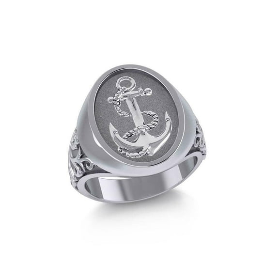Anchor Signet Ring 925 Sterling Silver Fine Nautical Sea Ocean Beach Jewelry