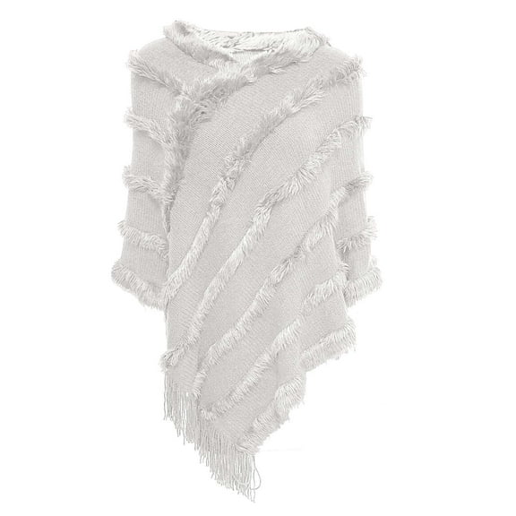 MESSUEN Vintage Shawl Thick Shawl Womens Poncho Tops Women Cape Scarf for Woman Women Scarfs Women's Poncho White A