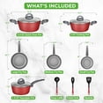 thumbnail image 3 of NutriChef Basic Cookware Set, Pots & Pans NonStick, Stylish Cookware, Durable & Easy to Clean, Heat Resistant Lacquer, Dark Gray Inside & Red Outside,12 Pc, 3 of 7