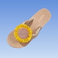 thumbnail image 5 of Samdudou Sandals for Women Open Toe Thong Flip Flops Large Daisy Sunflower Applique Braided Jute Texture Details Thick Sole Summer Beach Resort Vacation Footwear, 5 of 6