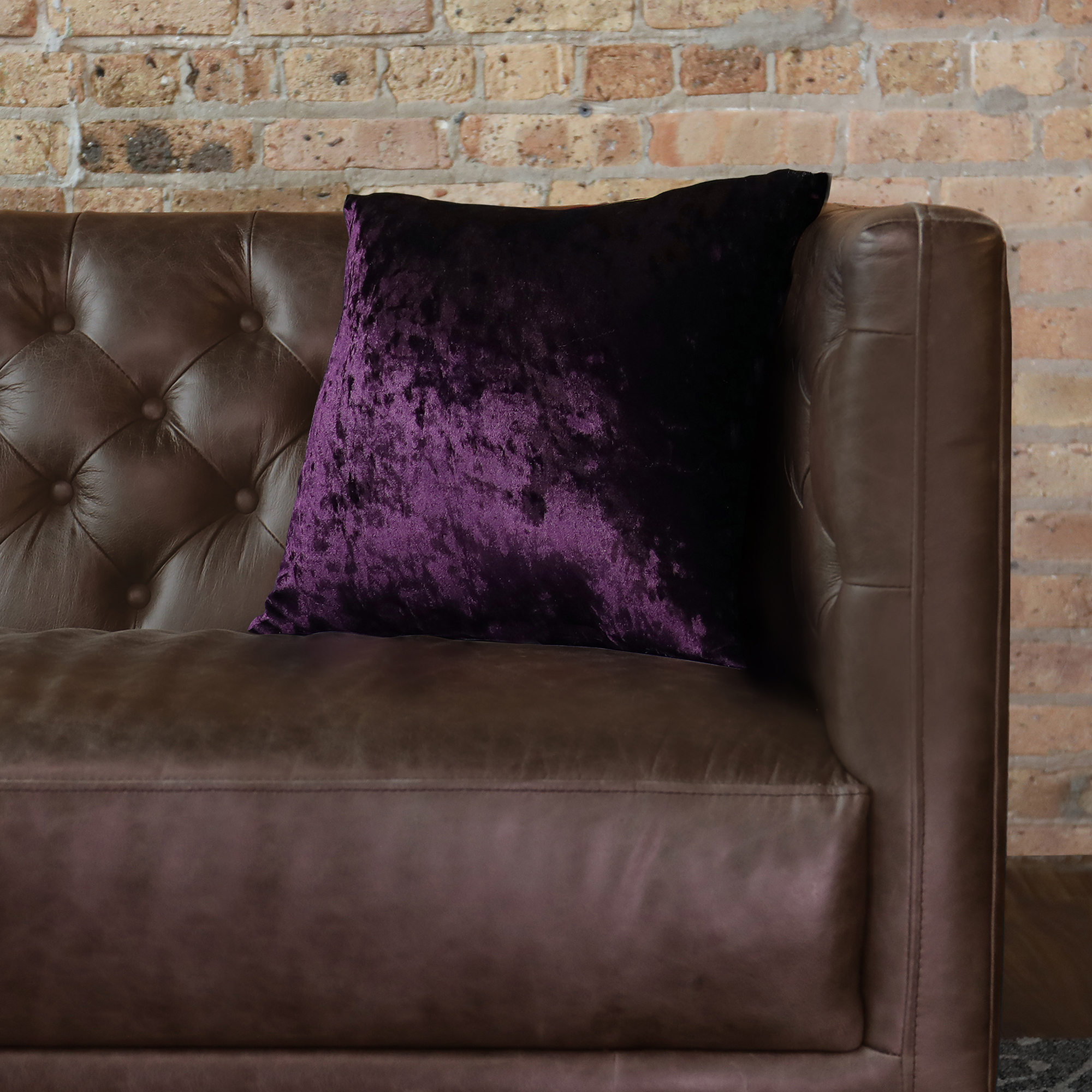 Mainstays Crushed Velvet Square Decorative Throw Pillow, 18 x 18, Plum