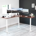thumbnail image 2 of VIVO Dark Walnut / White Electric 71" x 71" Curved Corner Stand Up Desk, 2 of 8