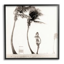 Stupell Industries White Bikini Windblown Beach Coastal Photography Black Framed Art Print Wall Art