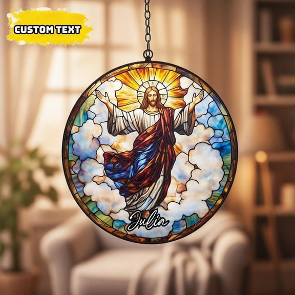 Religious Jesus Acrylic Suncatcher Window Hanging Home Decor Christian Spiritual Gift Art Ornament