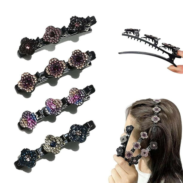 Pinzas para el cabello trenzadas XINYU con piedras de cristal brillantes juego de 5