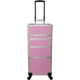 thumbnail image 2 of HIKER Makeup Rolling Case HK6501 2 in 1 Hair Stylist Organizer, 3 Slide and 1 Removable Tray, 4 Wheel Spinner, Locking with Mirror, Pink Krystal, 2 of 6