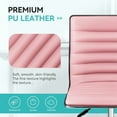 thumbnail image 5 of Furmax Leather Swivel Office Chair - Mid Back Vanity Chair for Makeup Desk, Armless Ribbed Task Chair with Ergonomic Support (Pink), 5 of 7