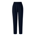 thumbnail image 4 of Xijirk Solid High Waist Pleated Cropped Tapered Dress Pants with Side Pockets for Women office Casual Daily Wear Size:2XL, 4 of 6