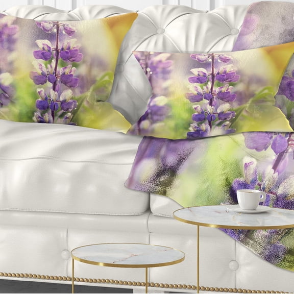 Designart 12" x 20" Blue Polyester Throw Pillow