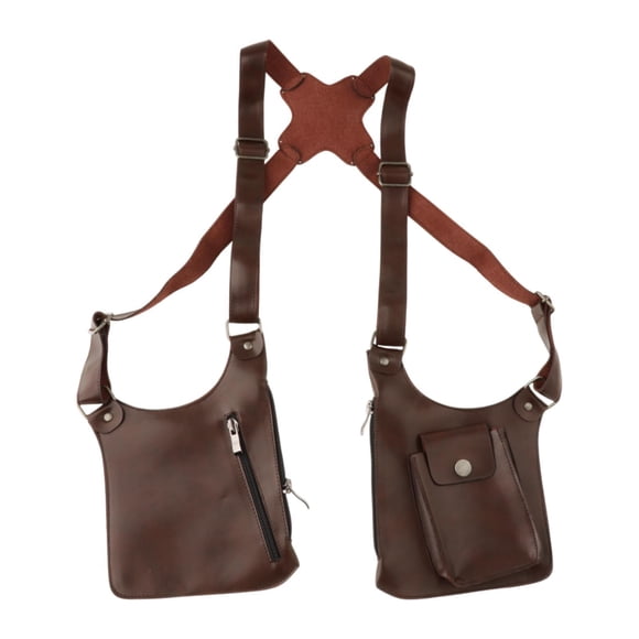Bolso de hombro doble para axila, cartera antirrobo, funda para viaje, fiesta de hombres Marrón
