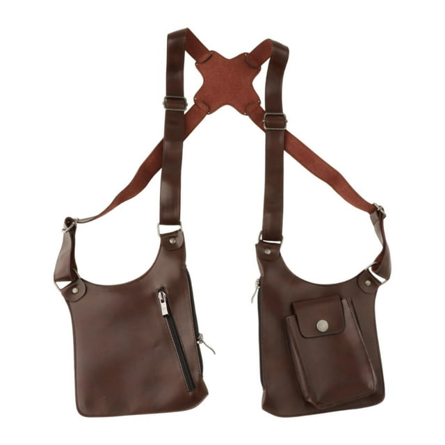 Bolso de hombro doble para axila, cartera antirrobo, funda para viaje, fiesta de hombres Marrón