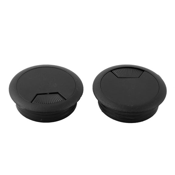 50mm Dia Plastic Computer Desk Round Grommet Wire Cable Hole Cover Black 2 PCS