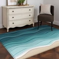 thumbnail image 4 of Turquoise Ombre Stripe Area Rugs 2.7x5 for Living Room, Summer Beach Abstract Waves Moires Non Slip Washable Rug Runner, Low Pile Indoor Floor Carpet Mat Bathroom Rugs for Bedroom, Kids Room, 4 of 9