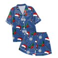thumbnail image 5 of ibiyuan Mens Christmas Pajamas Set Men Xmas Printed Short Sleeve Shorts Pajama Set, Button Front Soft Holiday Indoor Loungewear Suit, 5 of 5