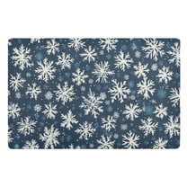 Dark Blue with Snowflakes Floor Door Mat Outdoor Indoor for Home Entrance Welcome Mats 32"x20"