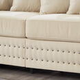 thumbnail image 5 of Modern Design Living Room Sofa 2+3 Seater Square armrests with Silver Nails Decoration Upholstered Velvet Couch Apricot, 5 of 8