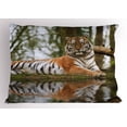 thumbnail image 1 of Tiger Pillow Sham Beast of Siberia Resting on a Warm Day on a Lake with its Reflection Altaica Mammal, Decorative Standard Queen Size Printed Pillowcase, 30 X 20 Inches, Pale Brown, by Ambesonne, 1 of 2