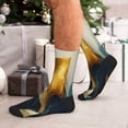 thumbnail image 7 of Vsdgher Golden Blue Leaf Design Unisex Crew Socks Lightweight Breathable Ventilation Ankle Socks, Mid-calf socks for Daily, 7 of 7