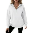 thumbnail image 4 of idosla Womens Hoodies Fleece Fall Fashion Outfits Workout Sweatshirts Y2k Winter Zip Up Jackets Oversized Tops Clothes 2025 (White, L), 4 of 9