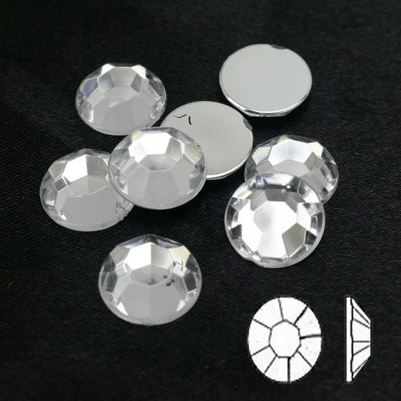 U8MO 100 Clear Color Acrylic Round Flatback Crystal Rhinestone Gem 12mm(1/2") No Hole
