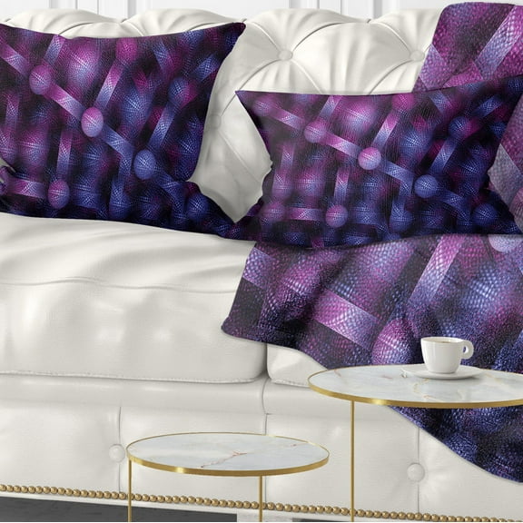 Designart Crystal Cell Purple Steel Texture - Abstract Throw Pillow - 12x20