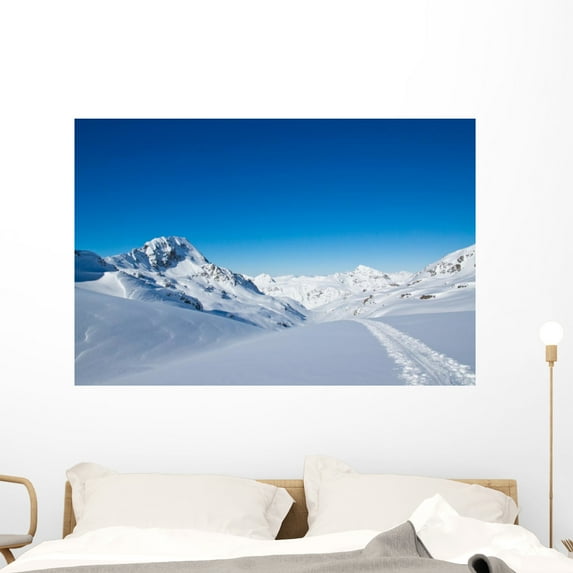 Ski Touring High Mountains Wall Mural by Wallmonkeys Peel and Stick Graphic (48 in W x 32 in H) WM103227