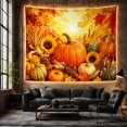 thumbnail image 6 of Pumpkins in a Glowing Autumn Harvest, Cozy Digital Art for Nature Lovers, Seasonal Wall Art, Thanksgiving Gift, Tapestry Wall Hanging for Dining Room and Living Room, 6 of 7