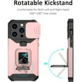 thumbnail image 2 of for iPhone 14 Pro Case with Sliding Camera Cover and Card Holder Heavy Duty Protective iPhone 14 Pro Case with Ring Magnetic Kickstand Phone Case for iPhone 14 Pro 6.1 inch(Rose Gold), 2 of 13