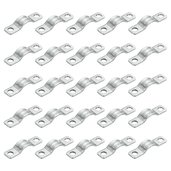 Uxcell 25 pack Rigid Pipe Strap Fit M6 (1/4") Tube OD, 2 Holes Stainless Steel Tube Clamp for Pipe or Cable Fixing