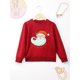 thumbnail image 2 of Sudadera con capucha de manga larga y cuello redondo para niños y niñas, ropa navideña con dibujos animados de Papá Noel, color rojo, para festivales, hogar y Navidad, 2 of 5