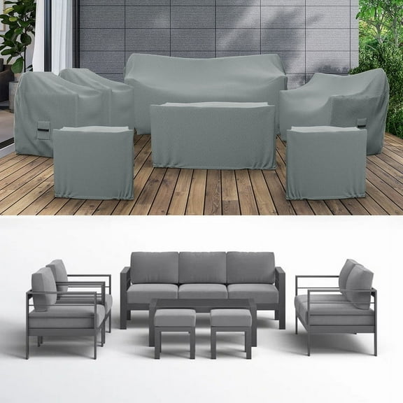 Patio Furniture Cover for Stumbaugh 9-Person Aluminum Sofa Seating Group, Weather resistant Cover for Outdoor Conversation Set  