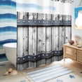 thumbnail image 5 of No Hook Shower Curtain, Grey Wood Grain Shower Curtains for Bathroom with See Through Top Window, Country Vintage Barn Door Rustic Lodge Waterproof & Washable Bath Curtain 66"x72", 5 of 9