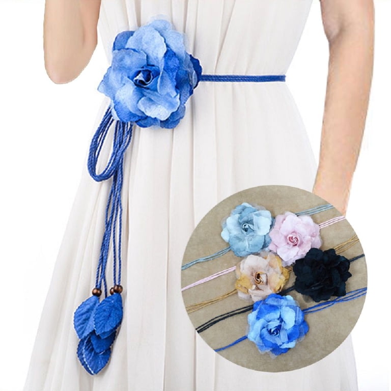 Women Girls Faux Leather Waist Chain Belt Floral Rope Decor for Casual Wear TeeYee Women Waist Belt/Rope/Chain PU Leather Braided Boho 3  main image 2